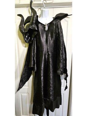 Maleficent Adult Costume Christening Gown Disney Dress Vinyl Horns Women's Plus